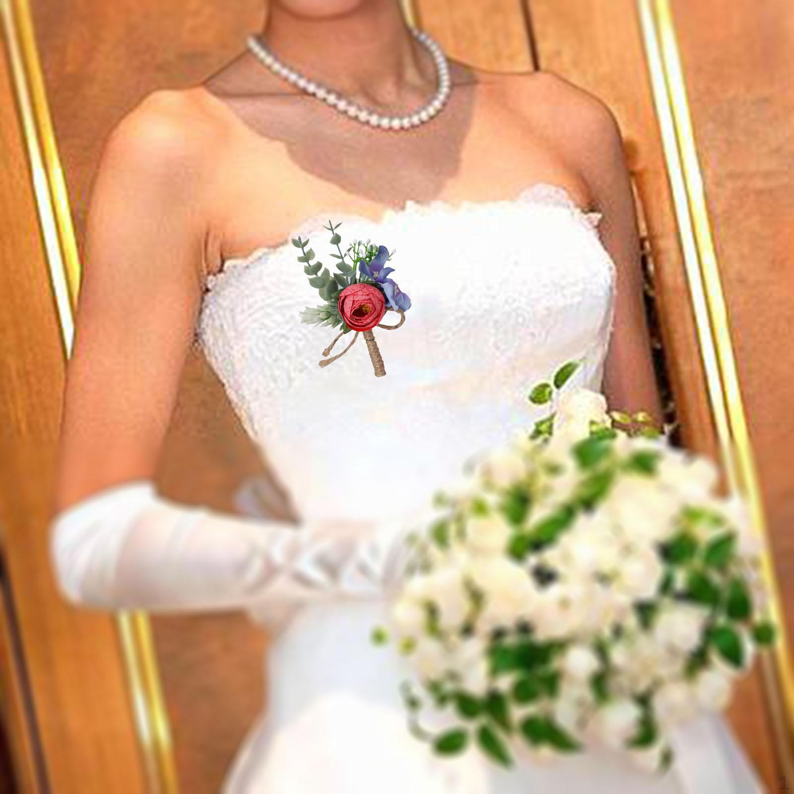 

Corsage Artificial Party Wedding Flower for Groom Groomsmen червоний