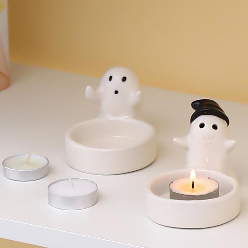 Halloween Candle Holder Desk Accessorie Halloween Decoration Ghost Candlestick Ornament Office Accessorie Home Decor