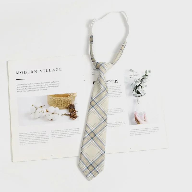 Hnědá retro kostkovaná kravata pro ženy a muže - japonský vysokoškolský styl motýlek
