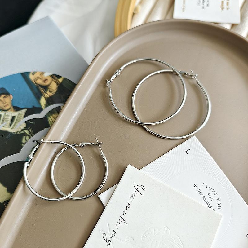 Exaggerated Large Plain Circle Hoop Earrings Fashion Jewelry For Women