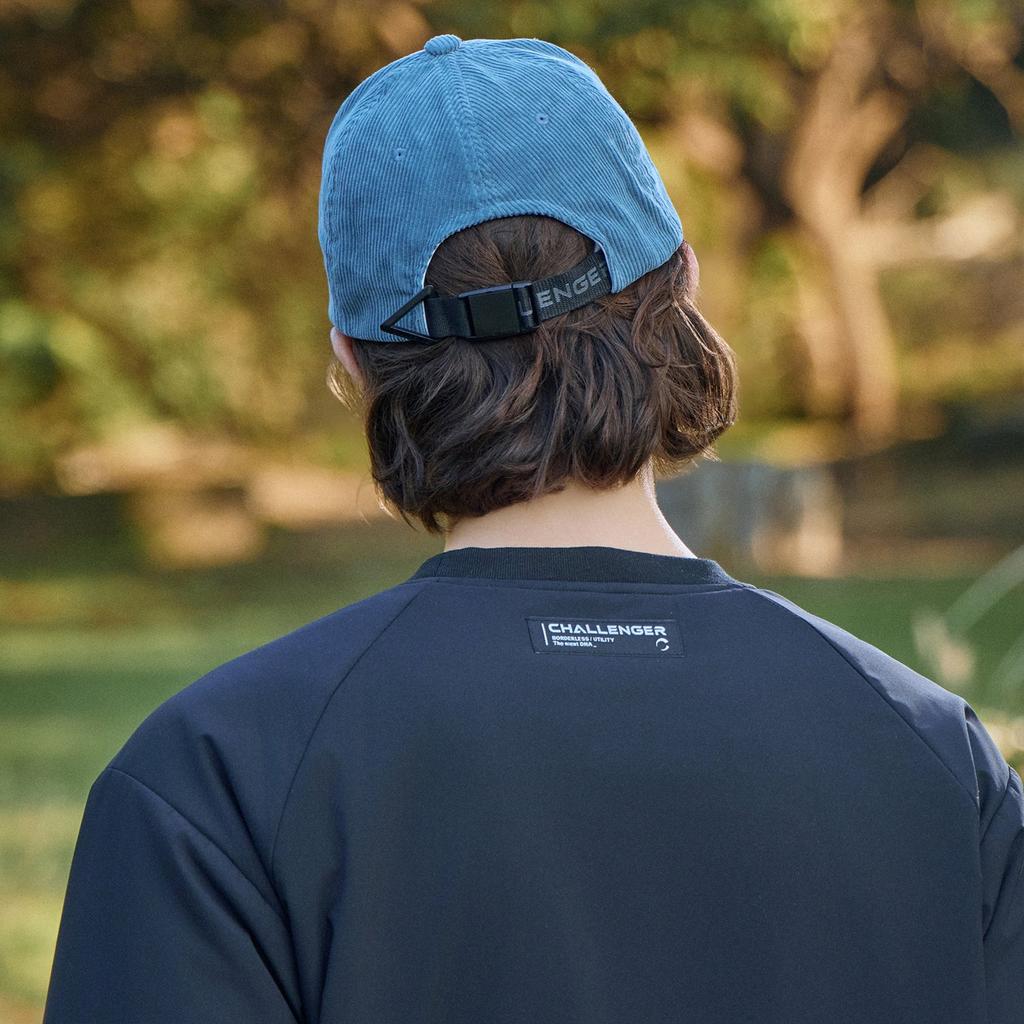 CHALLENGER Embroidered Logo Point Fleece-Lined Corduroy Ball Cap Blue