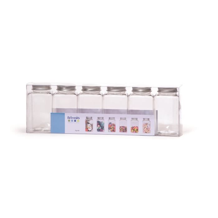 Plastic Bottles - ARTEMIO - 6 Bottles - 9 Cm - Transparent - For Scrapbooking