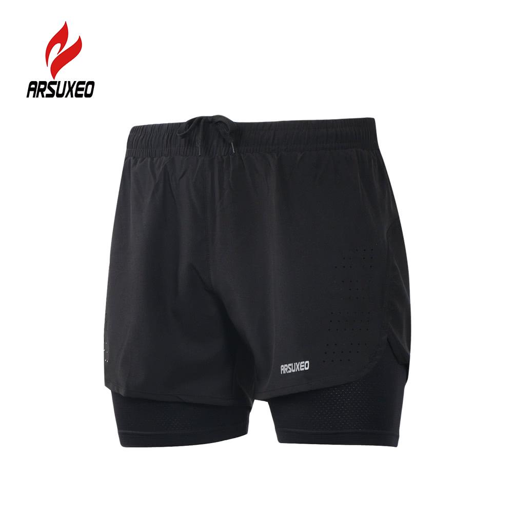 ARSUXEO Short de Course 2 en 1 pour Homme avec Poche zippée Respirante