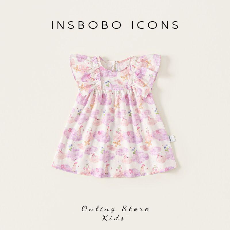Insbobo Girls  Dress One-Year-Old Baby Girl Dress 2026 Summer New Style Fashionable Princess Dress Kidsren s Dress Purple 80