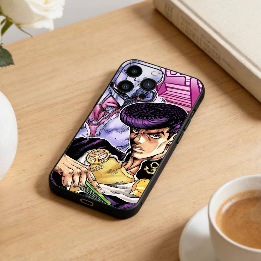K-Anime Jojos Bizarres Adventures Phone Case For iPhone17,16,15,14,13,12 Plus,Max Soft Silicone Black Cover
