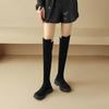 Autumn and Winter Suede Over-knee Boots Women's Comfortable Medium Heel Thick Sole Square Heel Round Head Women's Boots Korean Version Large Size Blac