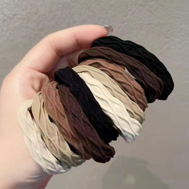 

10-Pack Thickened Coffee Brown Hair Ties: Durable, High-Elasticity Rubber Bands for a Simple, Elegant Look