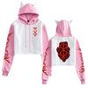 New Demon Slayer Cat Ear Color Block Hoodie - Plus Velvet, Loose Fit, Casual Pullover