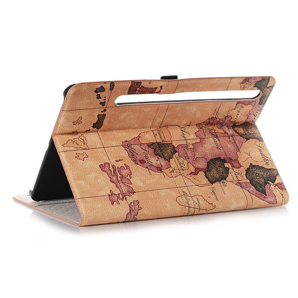 For Samsung Galaxy Tab S9 Wallet Case Map Pattern PU Leather Protective Tablet Cover