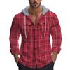 Spring new popular loose casual flannel jacquard long-sleeved hooded plaid shirt
