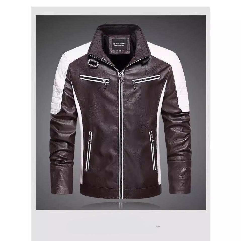 

Новая весенняя рок-кожаная мужская трендовая повседневная куртка из искусственной кожи с воротником-стойкой для мужчин M