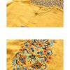 Vintage Embroidered Loose Fit V-neck Short Sleeve Cotton Linen T-Shirt Women Top