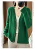 Women's Pure Wool Solid Color Cashmere Cardigan Sweater - V Neck Autumn/Winter Knitwear