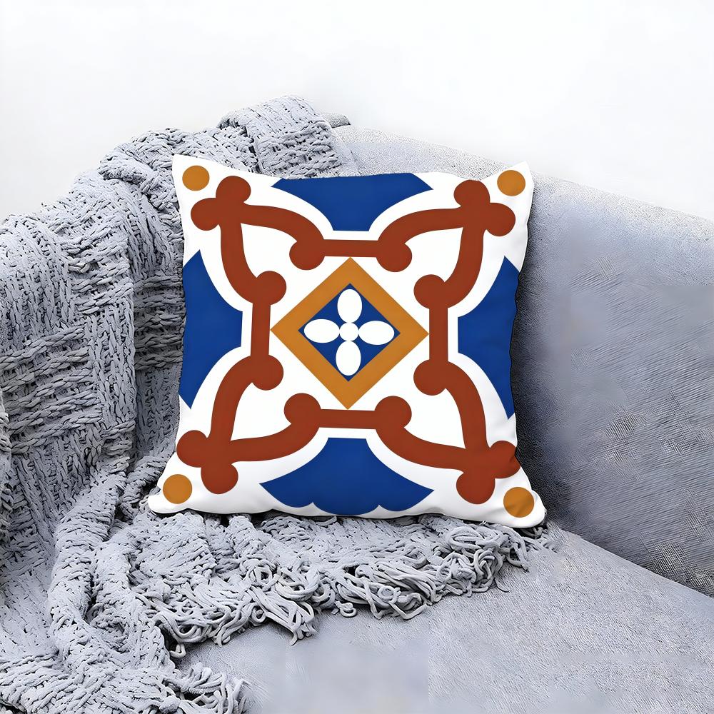 Exotic Portuguese Pattern Cushion Cover Premium Comfort Reversible Pillow Cove Two in One Design for Any Room Car Interior