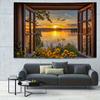 Sunset Window View Tapestry  Serene Wall Hanging for Bedroom and Living Room Decor Ideal Gift for Nature Lovers