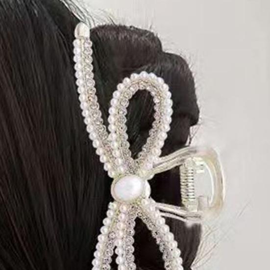 Dámské sevření vlasů Tvar mašle Lesklý kamínkový vyhloubený dráp Silný dráp Protiskluzové uspořádání vlasů Dekorace Nádherná dámská spona na vlasy Dráp