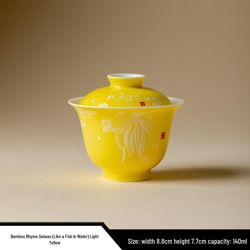 Vibrant Ceramic Gaiwan Tea Set: Two-Piece Kung Fu Tea Bowl for Ladies, Perfect for Fresh, Individual Brewing