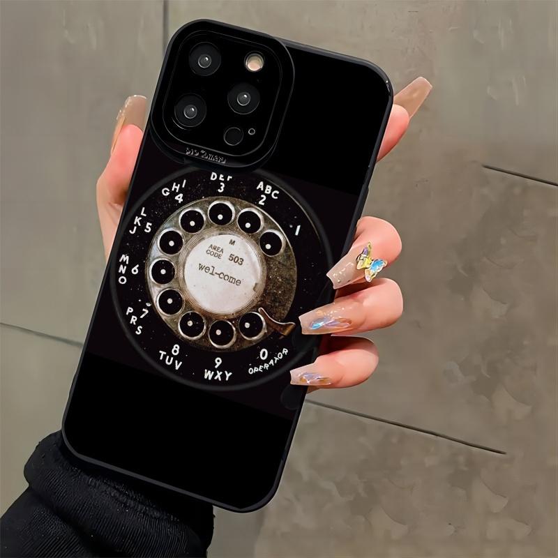 Retro Dial Phone Pattern Phone Case Suitable for iPhone 17 16 15 14 13 12 11 Pro/Max/Plus Anti Drop and Shockproof Back Cover