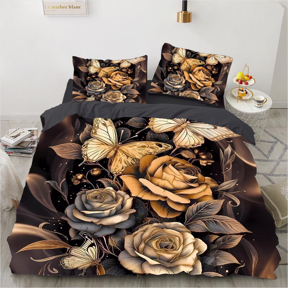bedding set Digital Print Comfortable Duvet Cover for Home Bedroom Decoration, 1 Duvet Cover and 2pillowcase with Zippers