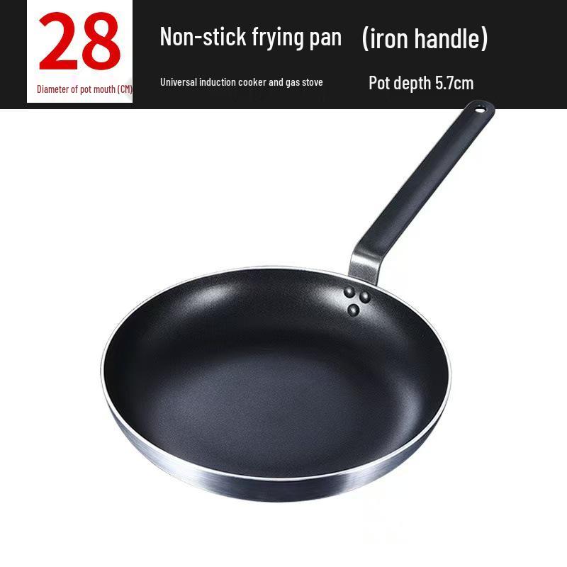 Non-Stick Single Handle Frying Pan for Steak, Eggs, and More - Compatible with Gas and Induction Cookers.