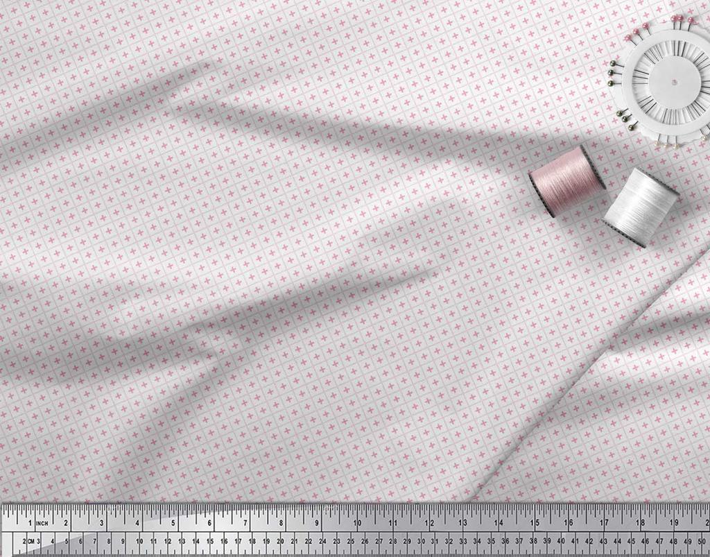 Soimoi Japan Crepe Satin Fabric Check Shirting Print Fabric by Metre 42 Inch