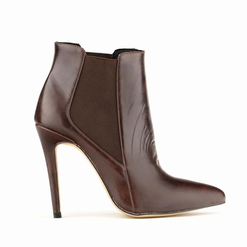 Damen Stiefeletten Winter Warm Zip Spitzschuh Schuhe 11CM High Heels Damenstiefel Kurze Botas Damen Elegante Schuhe Große Größe