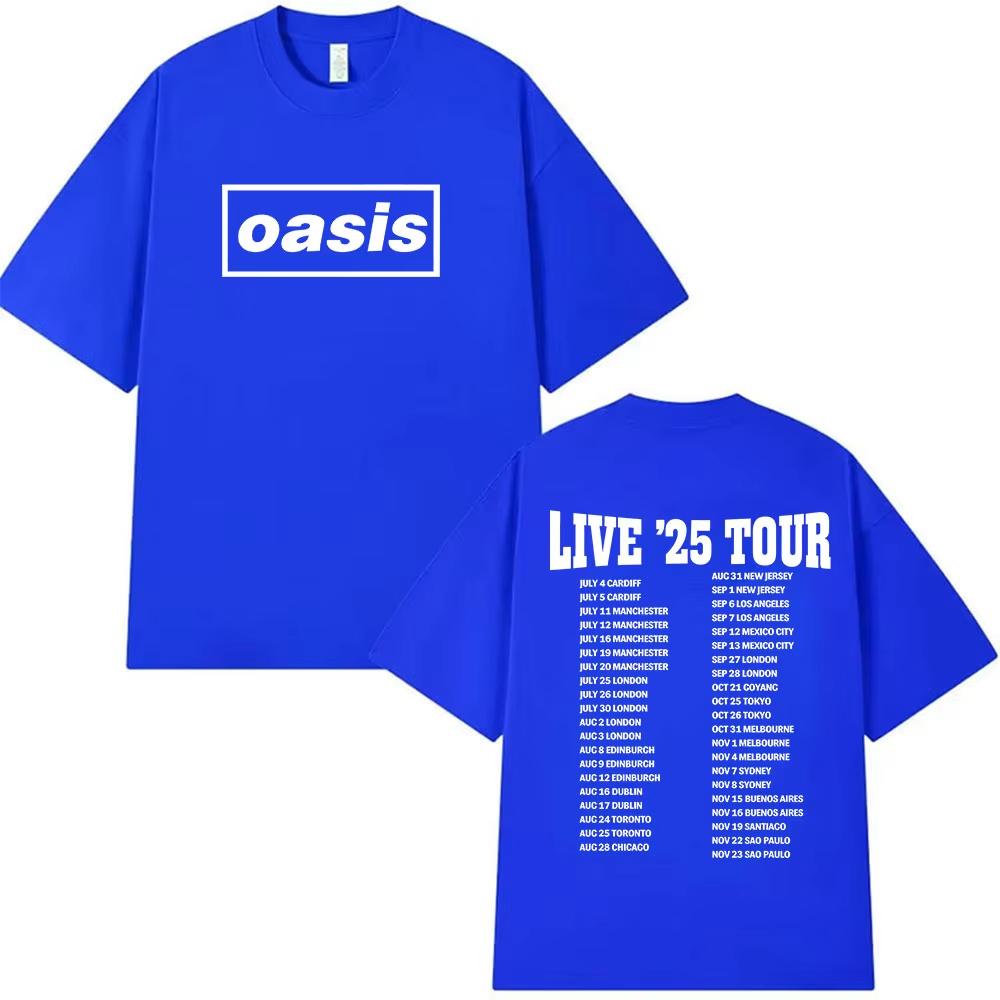 2025 Estate O-Oasis Live Tour Magliette Uomo Donna Casual Alta Qualità 100% Cotone Puro Stampata Traspirante Maglietta British Y2k