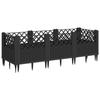 VidaXL Jardinière avec piquets noir 123,5x43,5x43,5 cm PP, bac à fleurs, support de jardinière, support de fleurs, bac à 368017