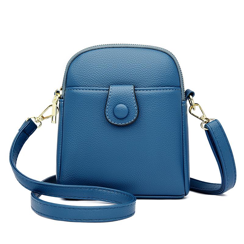 New Retro PU Soft Leather Vertical Women's Crossbody Bag Solid Color Luxury Personalized Designer Shoulder Strap Phone Bag Sac