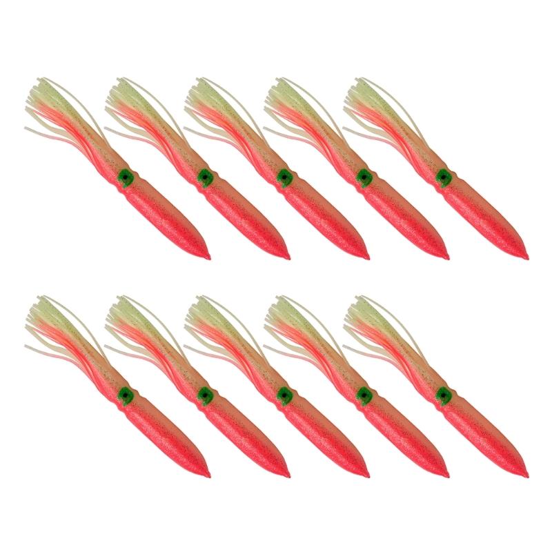 10Pcs Squids Skirts Fishing Baits Soft Octopuses Lure Colorful Trolling Fishing Lure Saltwater Fishing Tackle Enduring красный