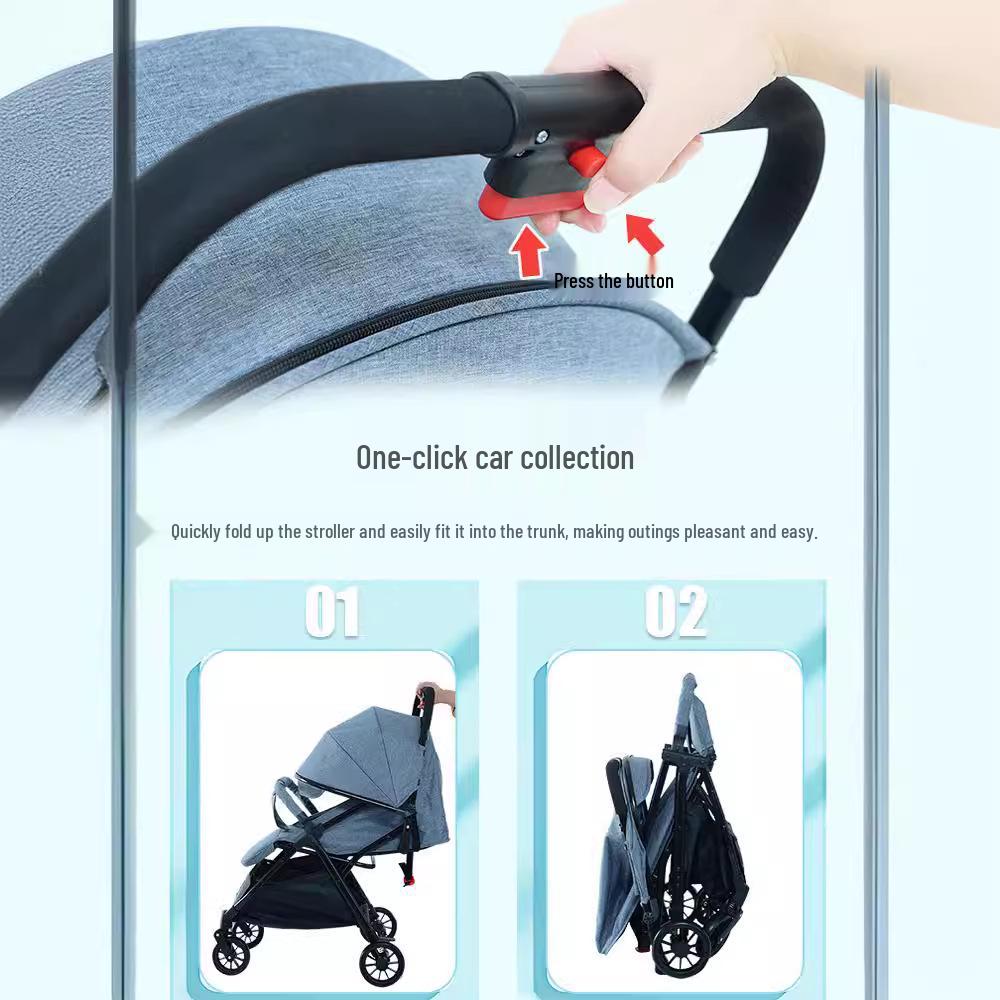 Huaying Lightweight Foldable Baby Stroller - Sit & Recline, One-Button Fold, Ideal for Newborns & Toddlers