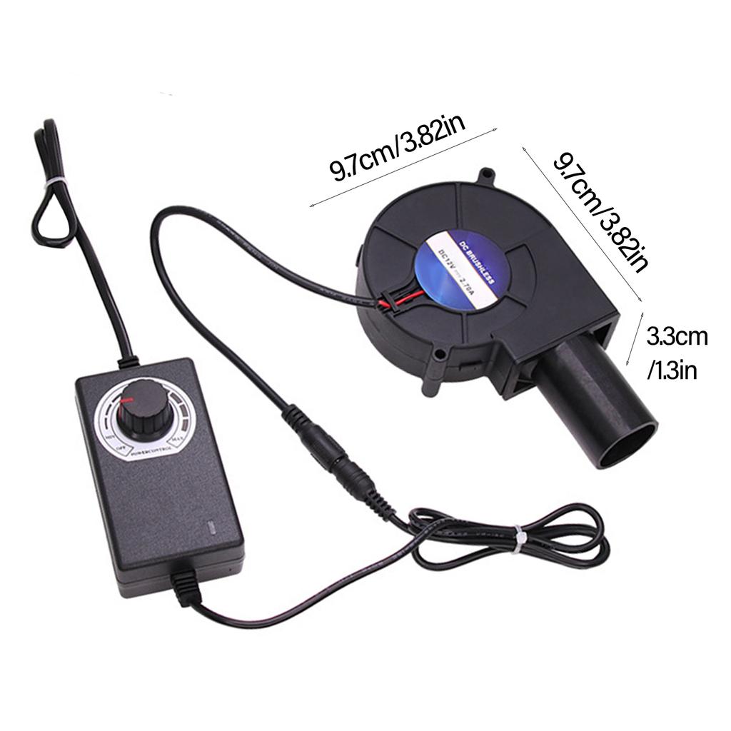 Effizienter 12V Altöl-Brenner Heizgebläse Lüfter Einstellbare Drehzahl 35CFM Geeignet für BBQ Brennholzofen Metallschmelzen