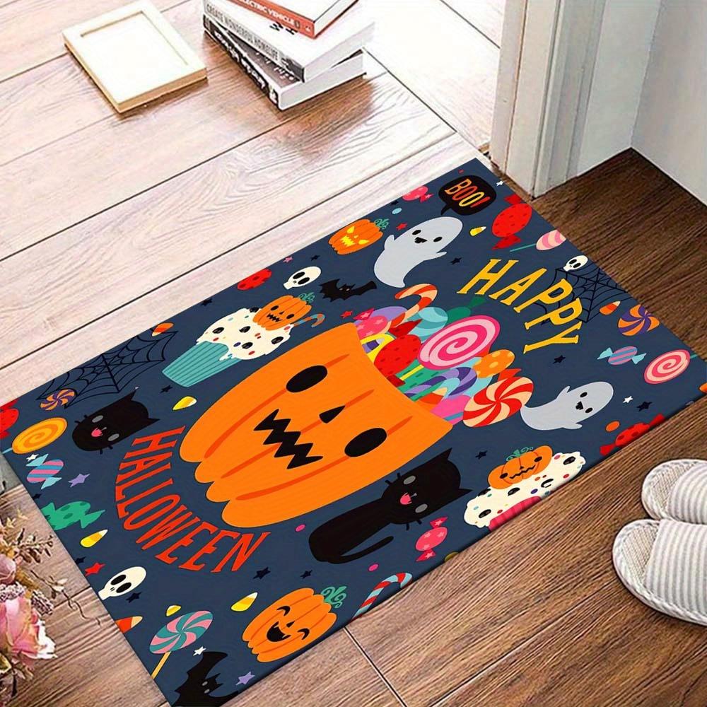 

1pc Halloween Pumpkins and Candies Area Rug, Slip-Resistant, Easy-Clean, Stain-Resistant, Perfect for Cozy Living Rooms, Bedrooms, Kitchens, 60cm by 90cm