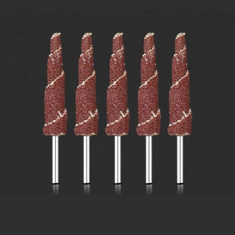 Vielseitige 5 Stück Kegelförmige Schleifpapier Entgratungs-Schleif-Polier-Lamellenschleifscheibe Schleifkopf für Tieflochpolitur