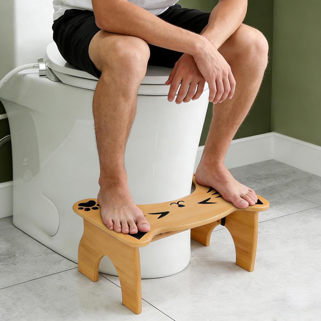 Toilet Squat Stool Adult Foldable Non-Slip Step Chair 7 Inches Height Foldable Wooden Toilet Stool For Elders Shower Bathroom