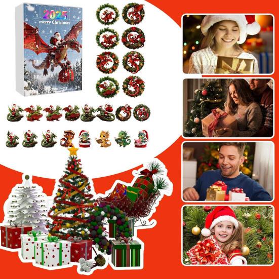 Advent Calendar Santa Claus Flying Dragon Design 24-Day Countdown Festive Family Activity Calendar Festive Atmosphere Enhancer