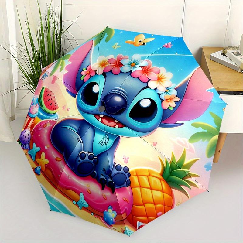 

Stitch,Summer Island Adventure Automatic Opening and Closing Umbrella 8 Ribs Windproof Portable Folding Umbrella with Plastic Handle, Suit