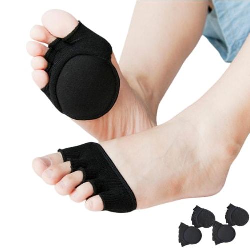 Foot Protection Pads, Cushioned Foot Pads for Five-Toe Shoes, Shallow Fit, Stays in Place, Supports Foot Care, Unisex (Black)