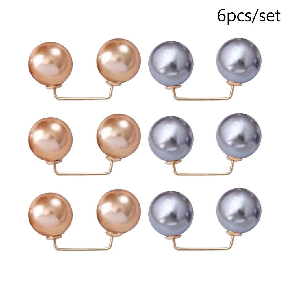 3/6/8PCS Adjustable Collar Clip Pearl Brooch Non-Slip Brooches New Safety Pins  Dress Decoration