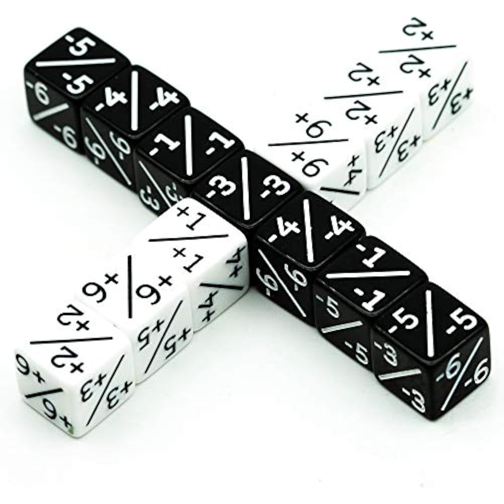 HDDais Dice Counter D6 Dice White +1/+1 and Black-1/-1 Magic: The Gathering and Other Games CCG M...