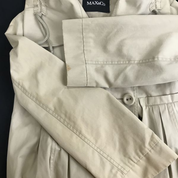 MAX&Co Cotton Short Flare Blouson Outerwear 38 M Light Beige Full Zip Big Collar(USED)