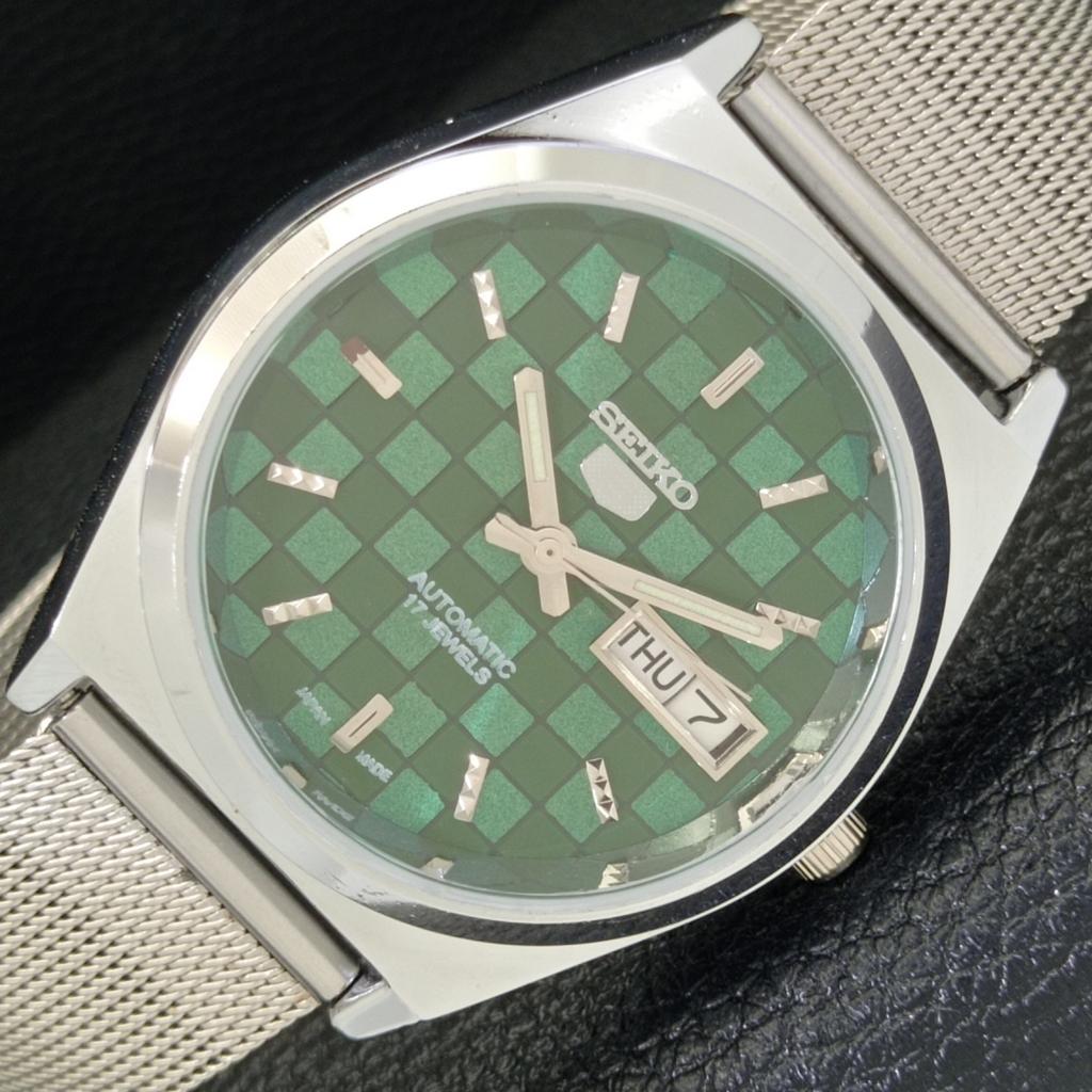 JAPAN SEIKO 5 AUTOMATIC MENS 6309A REFURBISHED GREEN COLOR DIAL WATCH A440268-4 Sk-a440268
