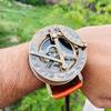 Antique Brass Sundial Engraved Compass, Wrist Brass Sundial Compass  Wrist Watch with Leather Case