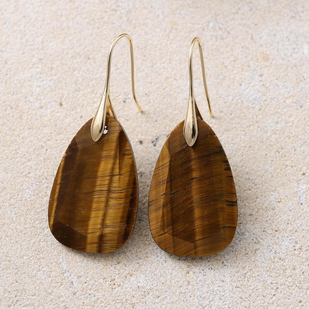 High End Tianhe Stone Pendant Earrings with Elegant Geometric Shapes, Popular European and American Jewelry Accessories