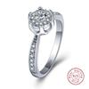 Gorgeous Flower Shape Women Sterling Silver Ring Full Iced Out Micro Pave Cubic Zirconia Dazzling Bridal Ring Wedding Ring