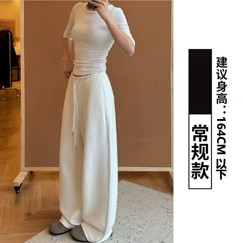 Women Fleece Lined Banana Wide Leg Casual Sports Pants 2026 Warm Straight Trousers