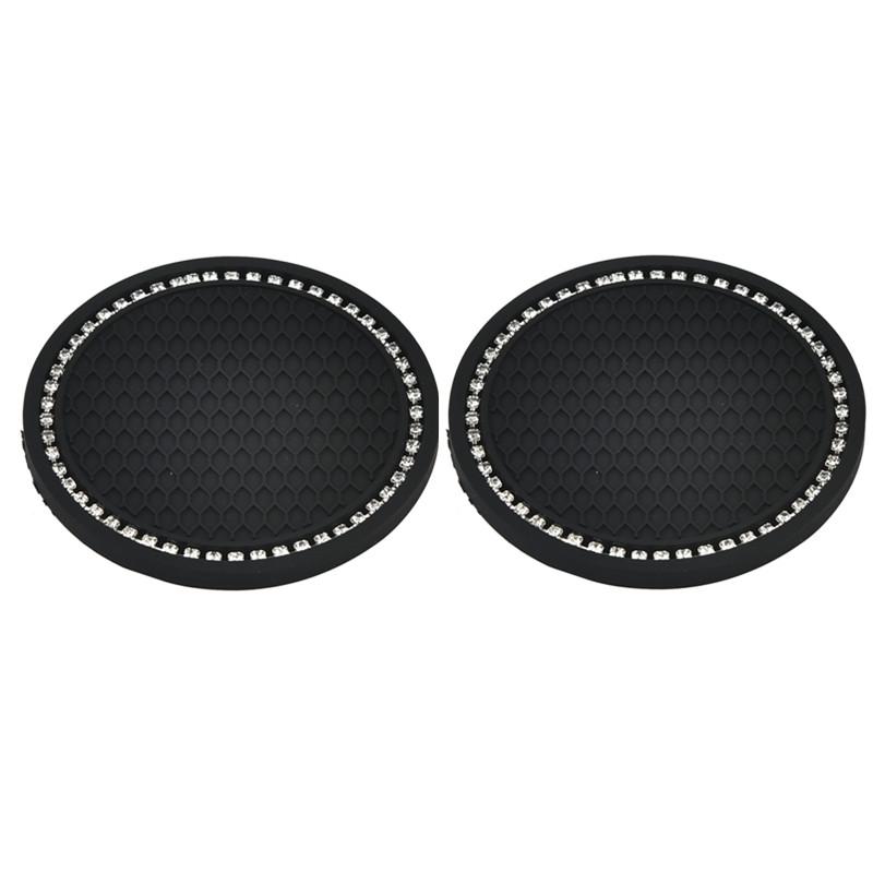 2pcs Car Cup Holder Coasters Universal Anti Slip Round Durable Diamond Mat for Bottle Holder Coaster Auto Interior Cup Holders
