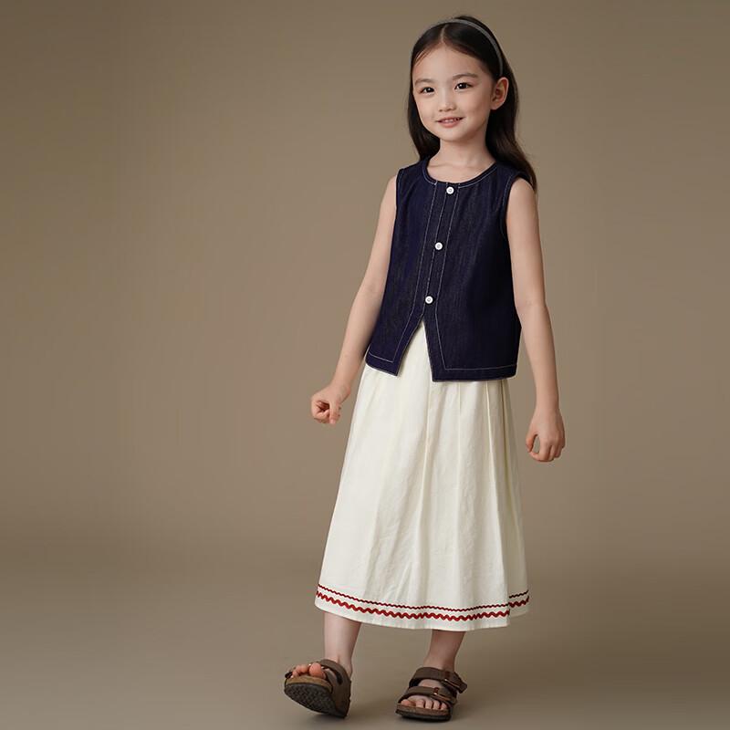 Hachikis Girls' Summer Denim Vest & Shorts Outfit