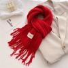 Winter Plain Thick Tassel Wool Knitted Shawl Scarf Lady Casual High Quality Wrap Pashmina Stole Bufandas for Outdoor Activitie