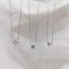 Beixi S925 Sterling Silver Geometric Necklace with Diamond Heart and Square for Women - Simple and Elegant Jewelry.